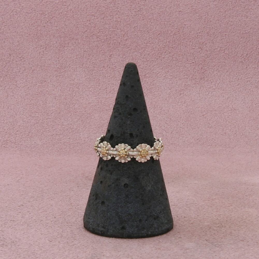 sterling silver daisy flower band ring size 7